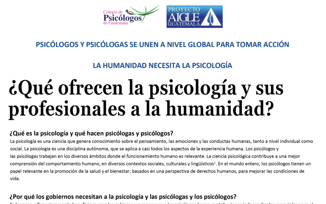Artículo: La humanidad necesita psicólogos