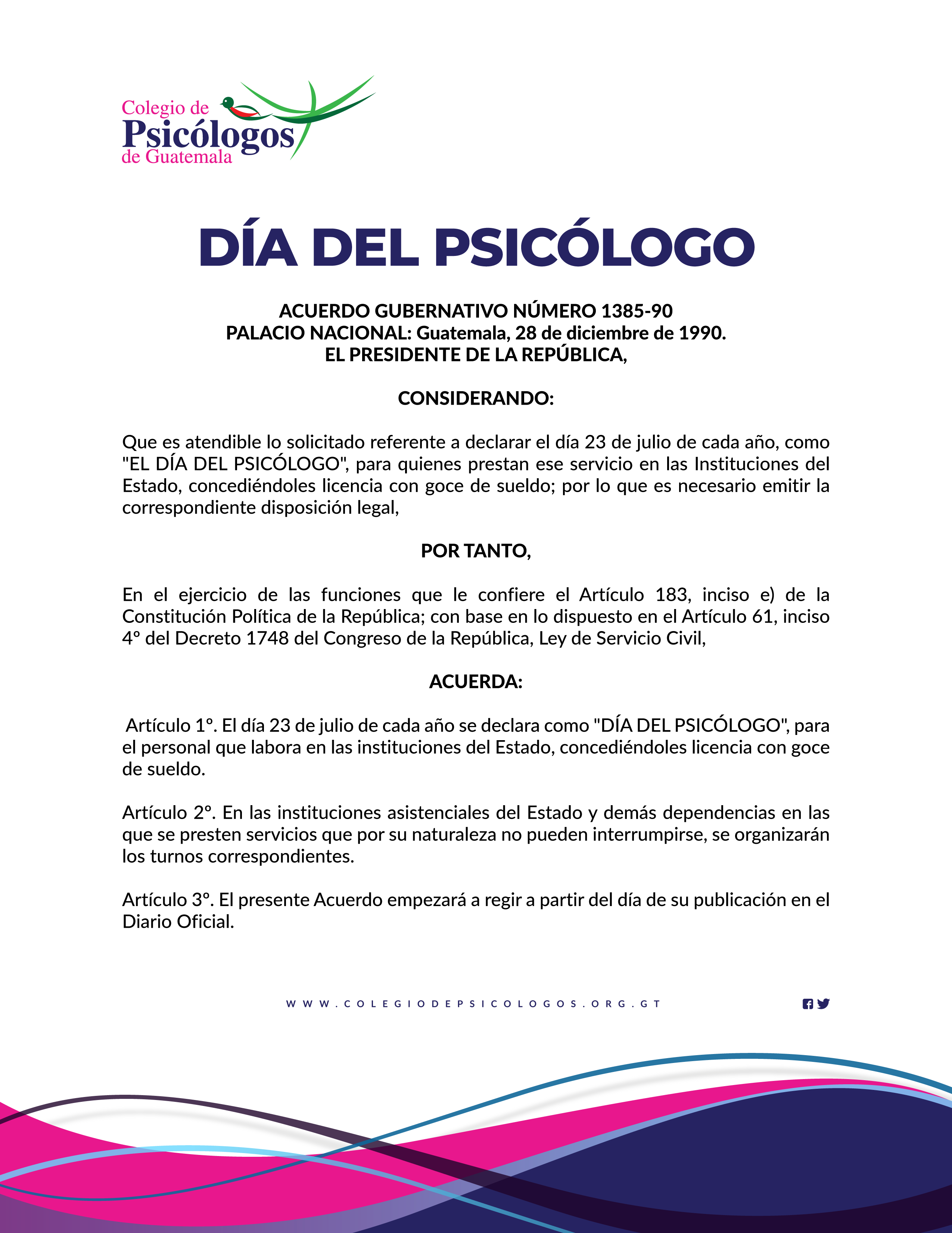 Acuerdo día del Psicólogo